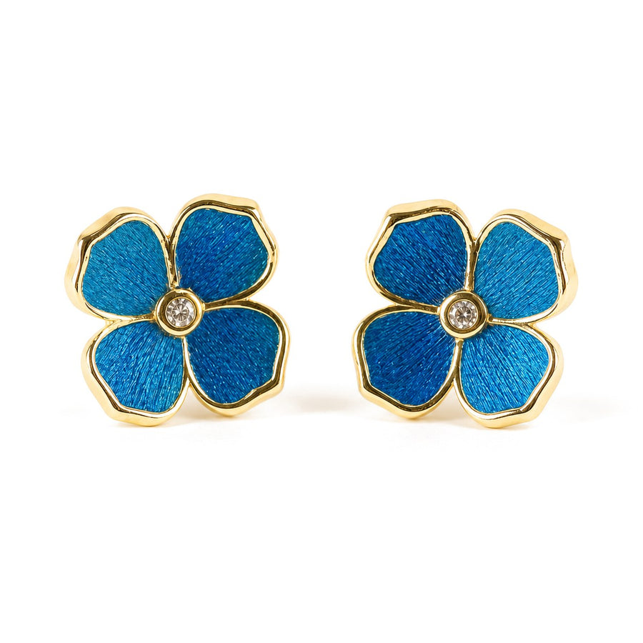 Four-Petal Sky Bloom Stud Earrings — view 1