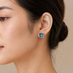 Four-Petal Sky Bloom Stud Earrings — view 4