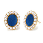 Pearl Halo Oval Stud Earrings — view 4
